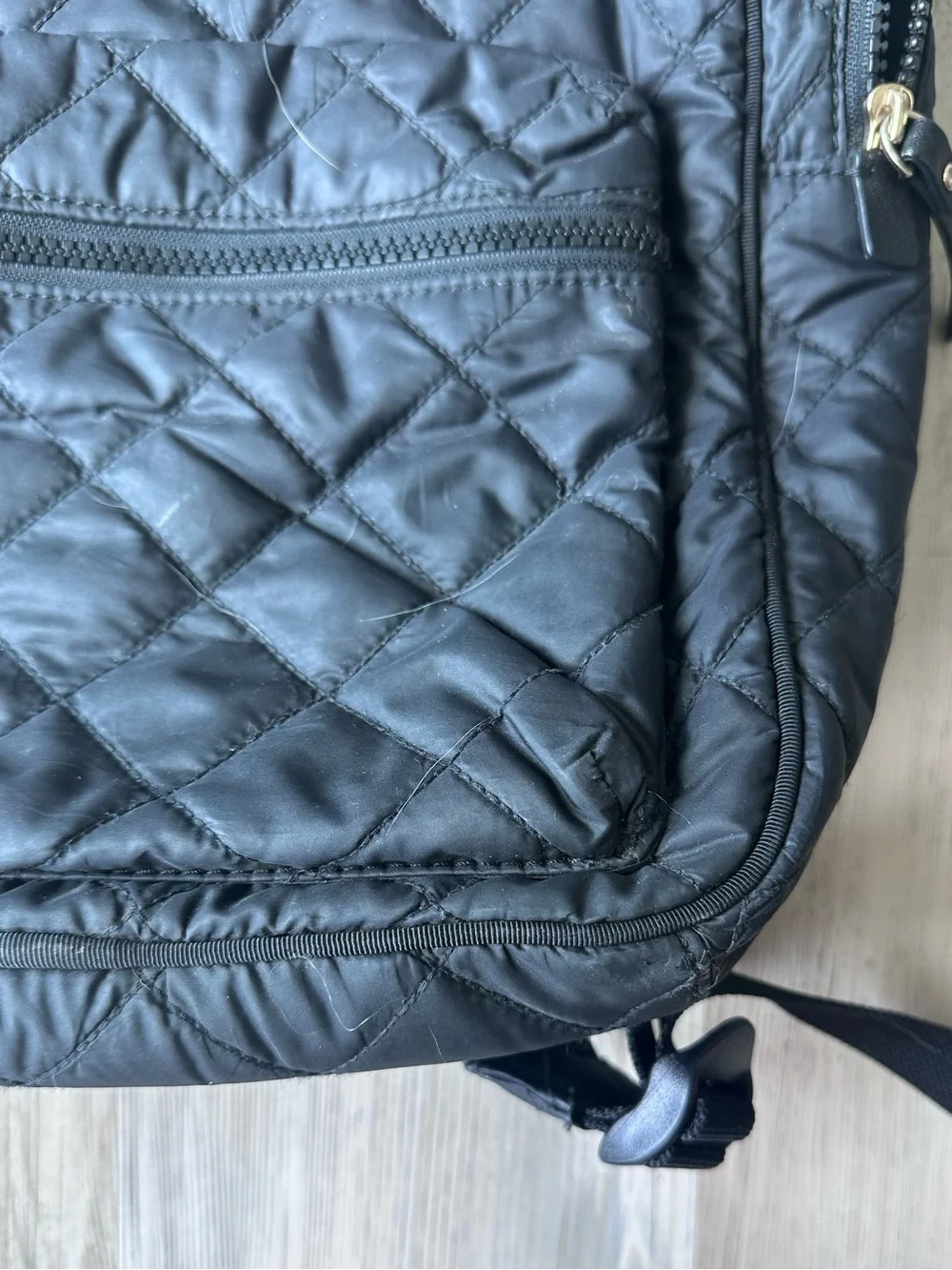 Kate Spade Black Quilted Nylon Backpack Gold Hardware Repair Project